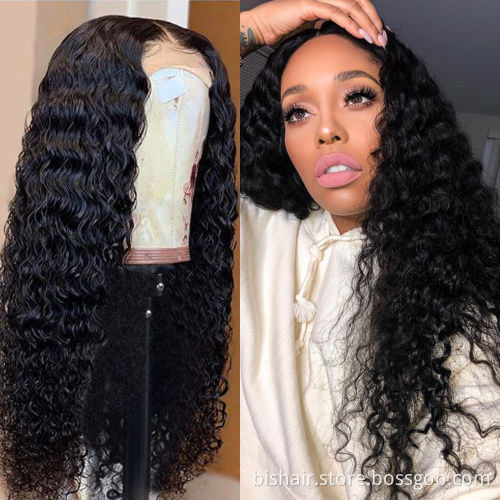 Wholesale price Deep wavy front lace wig real human hair 150% density 13X4 Brazilian real hair deep wavy front lace wig